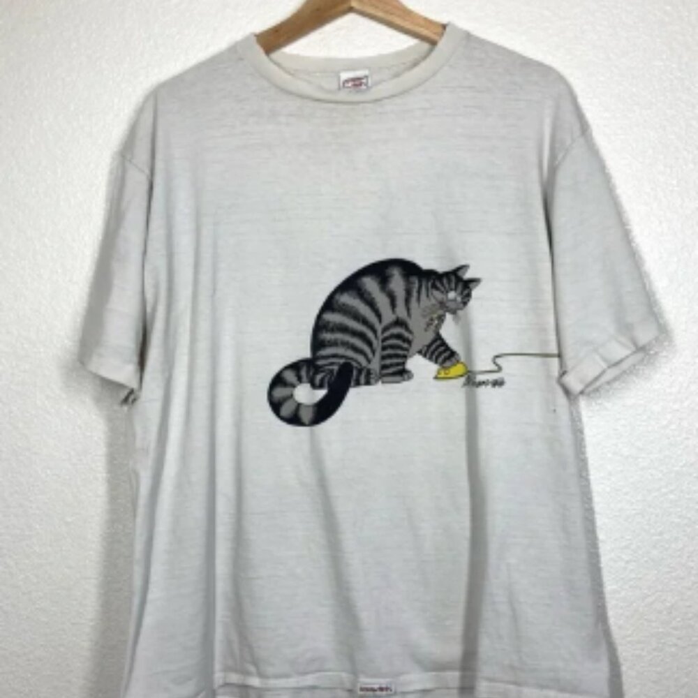 B. Kliban Vintage Crazy Shirt Hawaii Cat Mouse Tee Shirt XL Single Stitch USA